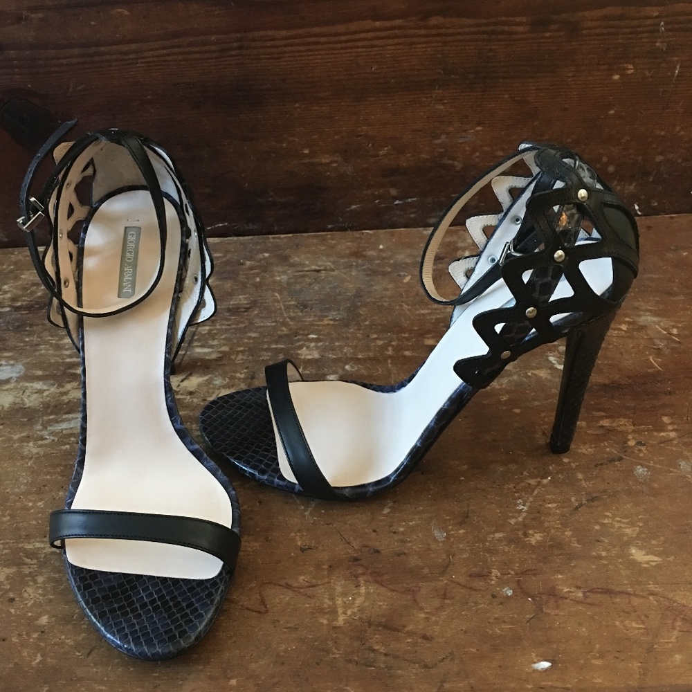 Giorgio Armani Croc Embossed Ankle Strap
